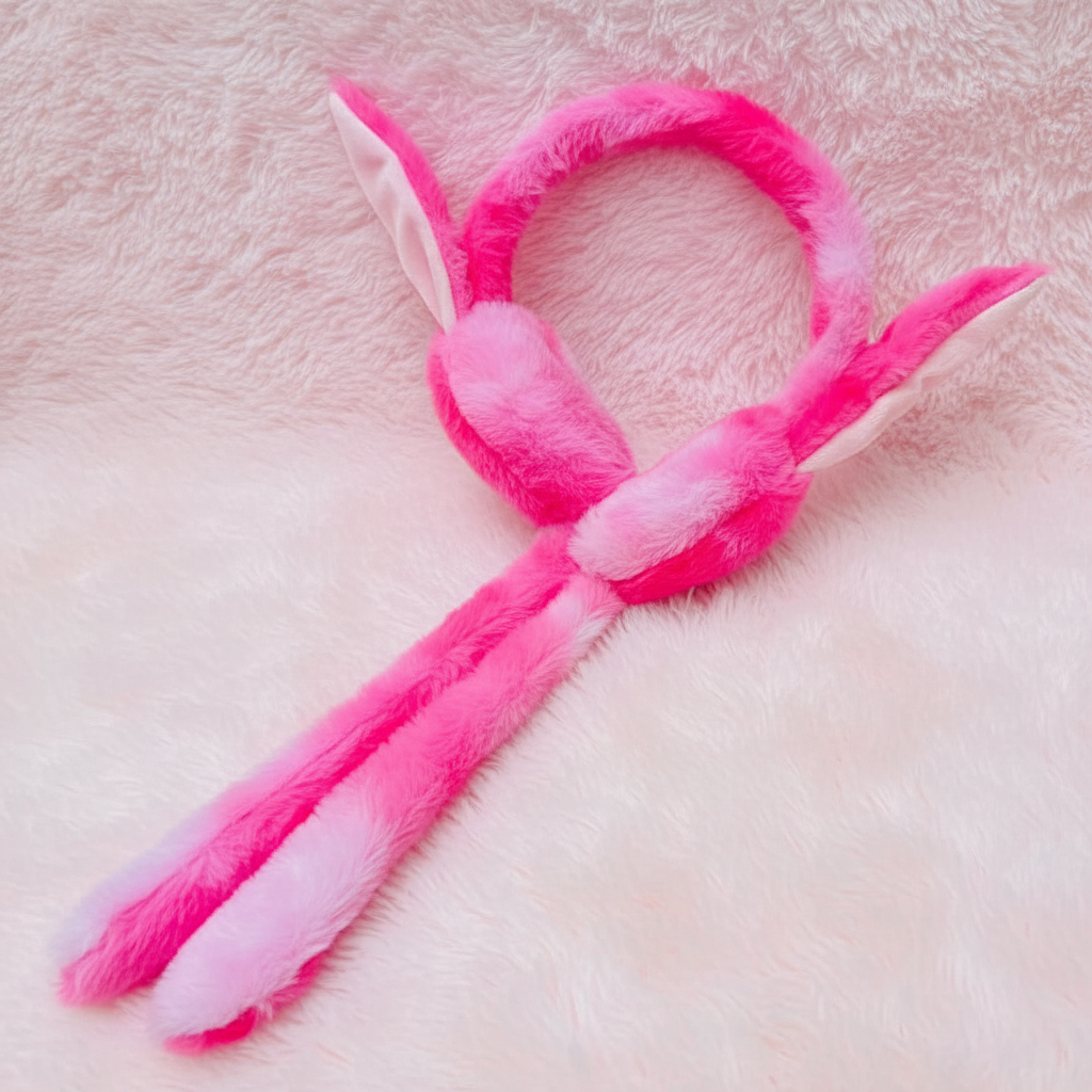 Hot Pink Bunny Headband - Pink Surface
