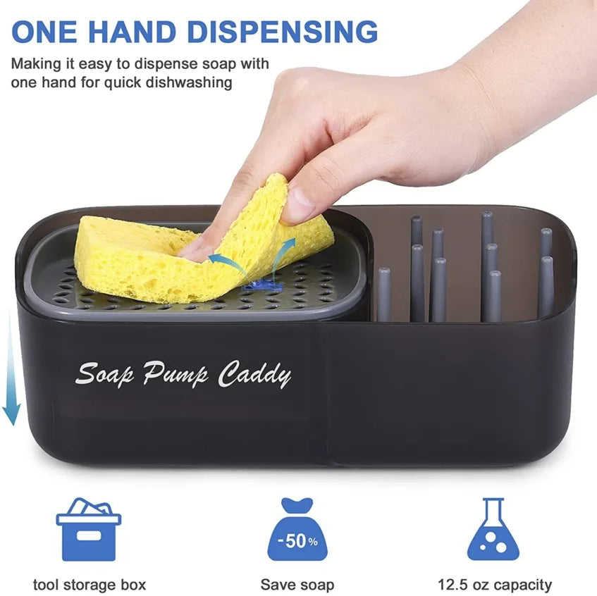 3-in-1 Soap Pump Caddy with Sponge Holder