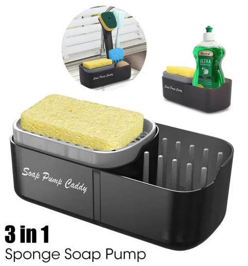 3-in-1 Soap Pump Caddy with Sponge Holder