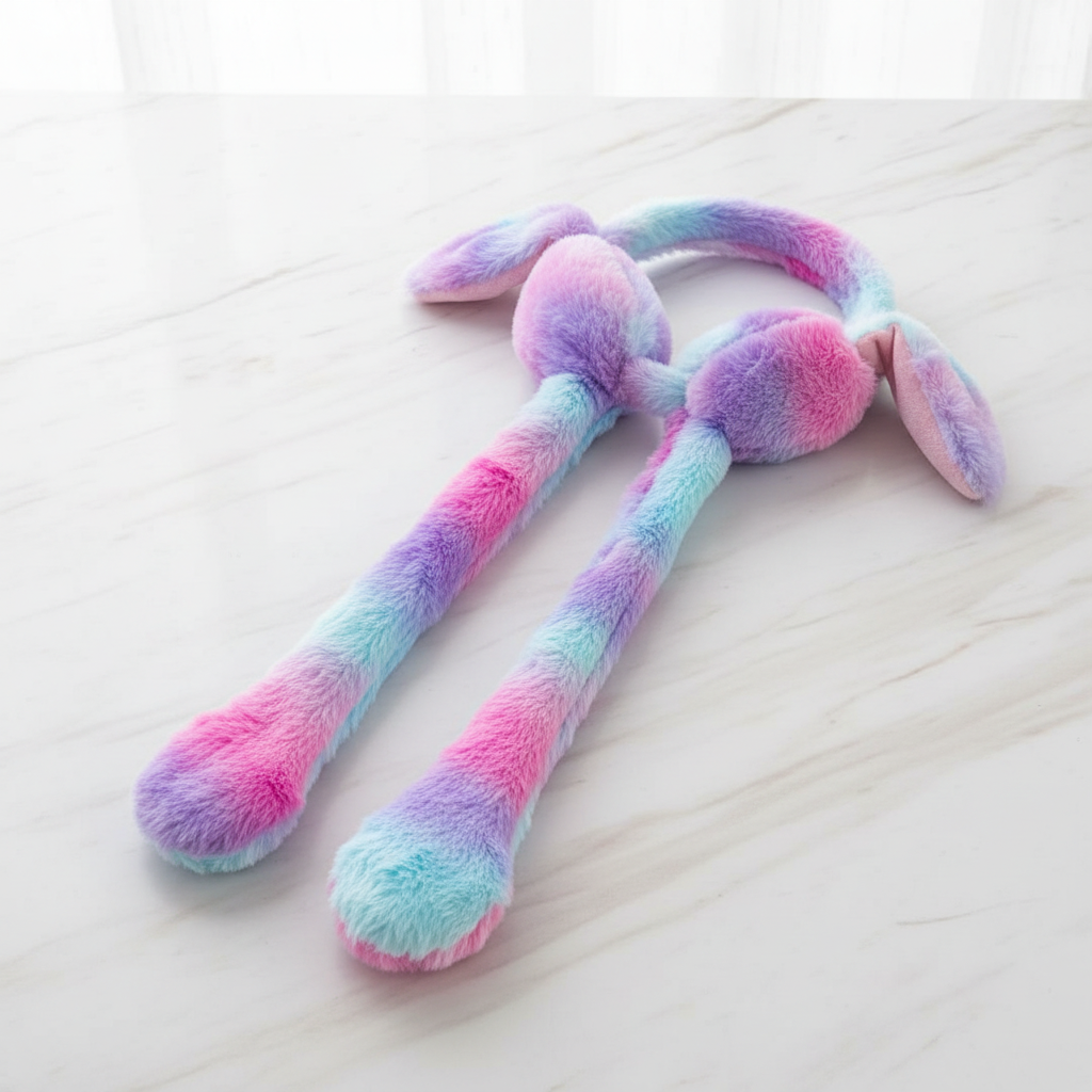 Fluffy Bunny Headband - Purple Marble