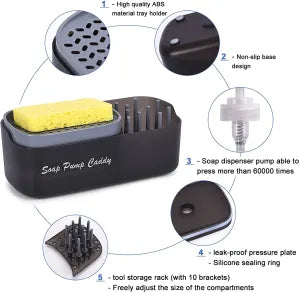 3-in-1 Soap Pump Caddy with Sponge Holder