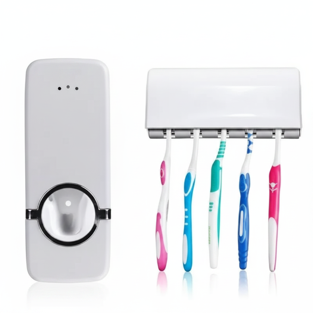 Toothpaste Dispenser Set White BG